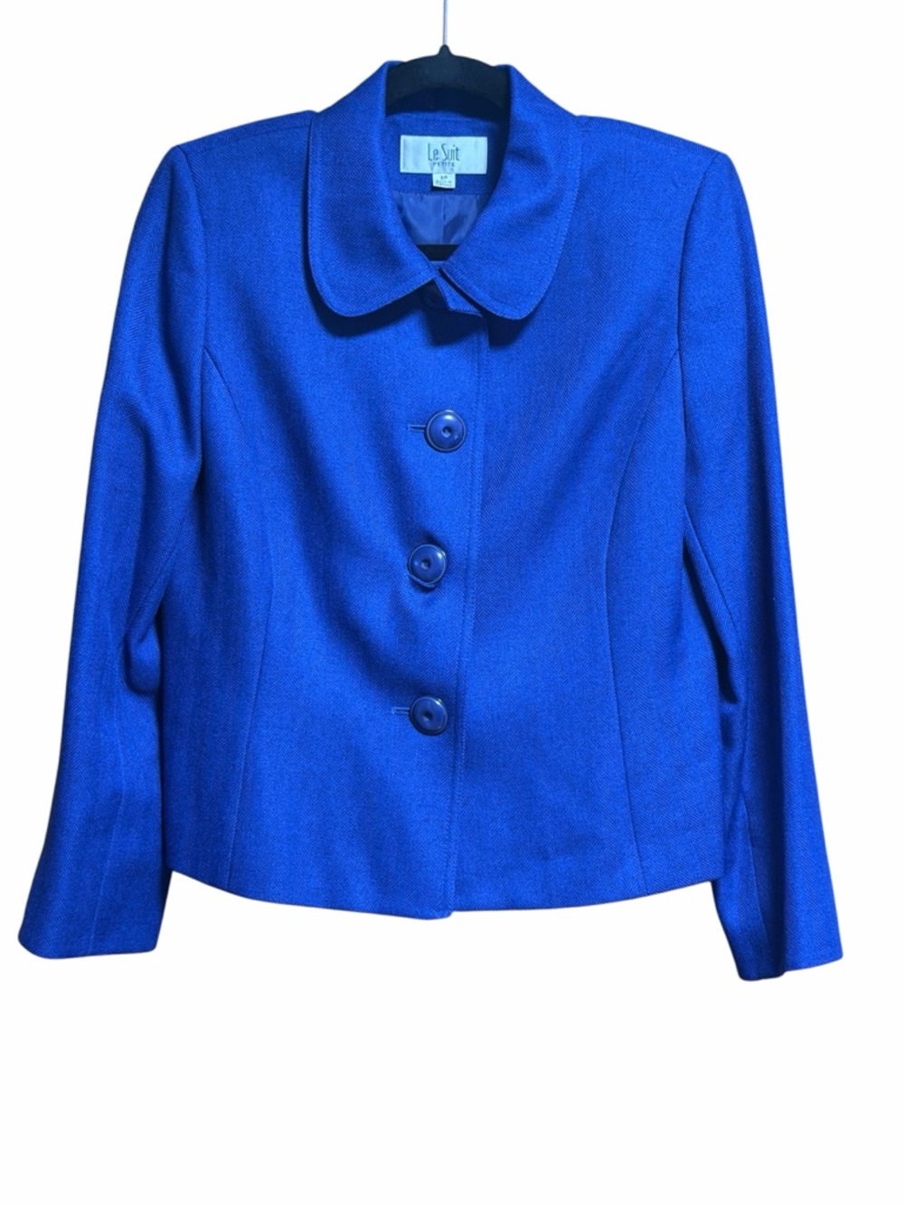 Le Suit Petite Blazer In Electric Blue Size 8P NWT